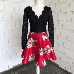 City Studio Women's Black/Red Top/Skirt Two Piece Mix & Match Set sz Jr's 3